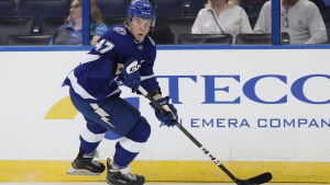 Jonne Tammela fick dra på sig Tampa Bay-tröjan under försäsongen. Jonne Tammela fick dra på sig Tampa Bay-tröjan under försäsongen.