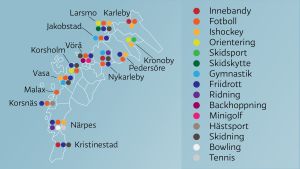 Så här svarade de olika kommunerna på frågan om vilka idrotter som får mest stöd. Vilka som idrottsgrenar får stöd i Österbottniska kommuner.