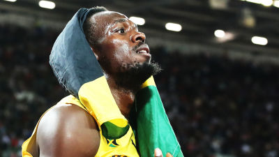 Usain Bolt efter loppet.