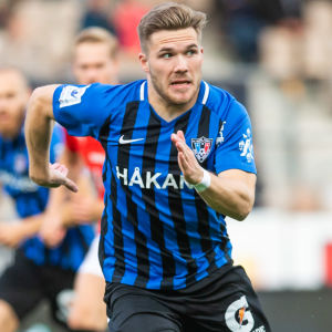 Benjamin Källman gjorde fyra mål på tio matcher under förra säsongen. Benjamin Källman i FC Inter 2020.