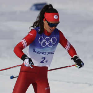 Ryska skidlöparen Veronika Stepanova vid OS i Peking 2022.