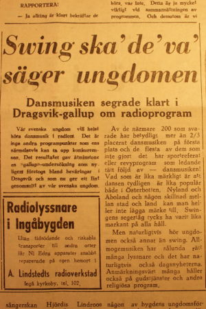 Saxat ur Västra Nyland 19.10.1947 visar att ungdomen föredrog modernare musik i radion. En gammal tidningsartikel.