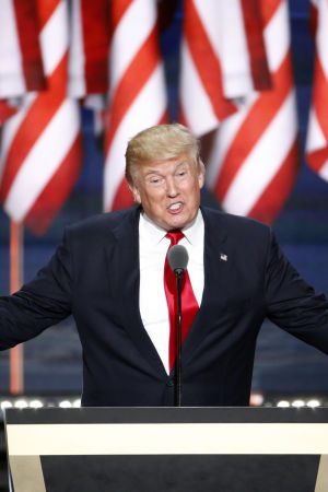 Republikanernas presidentkandidat Donald Trump den 21 Juli 2016.