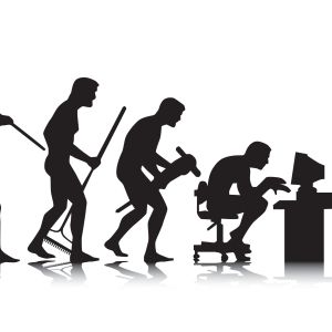 Ihmisen kehon asennon kehitys apinasta tietokonetyöhön