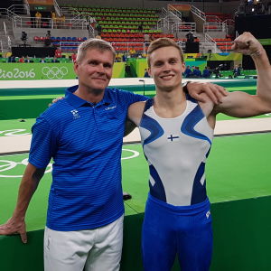 Mati och Oskar Kirmes på tävlingsgolvet i Rio 2016. Mati och Oskar Kirmes på tävlingsgovlet i OS i Rio 2016