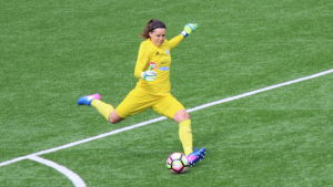 Minna Meriluoto och HJK släppte inte in ett enda cupmål fram till guldet. Minna Meriluoto, 2017.
