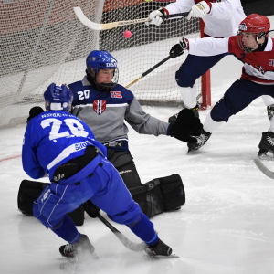 Juho Liukkonen gör mål mot Norge, VM 2017.