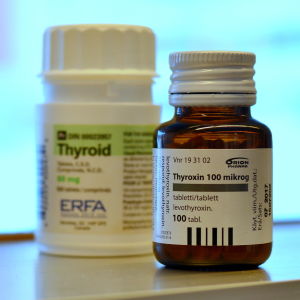 Sköldkörtelmedicinerna Thyroxin och Thyroid.