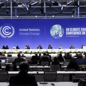 COP26-neuvotteluhuone.