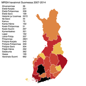 Suomen kartta MRSA
