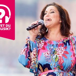 Lisa Nilsson sjunger i en mikrofon som hon håller i handen.