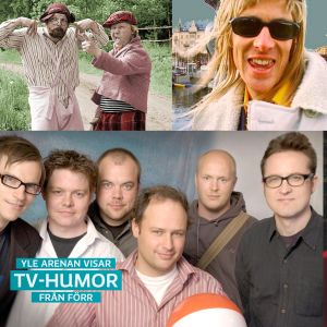 collage av humorprogram på svenska i finlandssvensk tv.