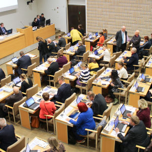 Helsingfors fullmäktigesal, möte på gång