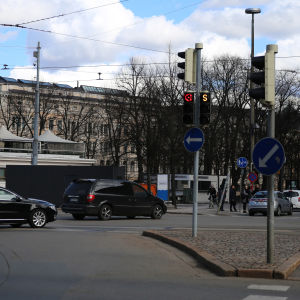 Korsningen mellan Mannerheimvägen och Södra Esplanaden. 