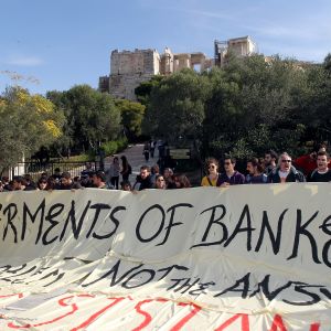 Demonstranter i Aten
