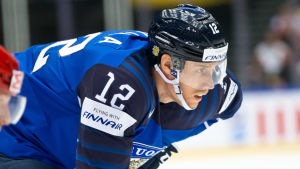 Lejonens Marko Anttila i VM-matchen mot Danmark.