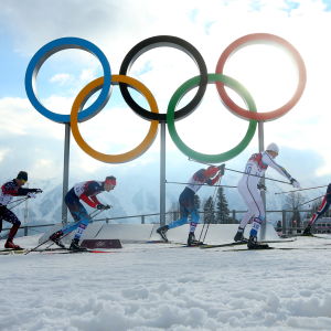 De olympiska ringarna.