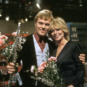 Vesa-Matti Loiri ja Marion Rung voittoisan euro- ja interviisukarsinnan jälkeen vuonna 1980