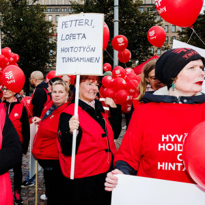 Tehy järjesti 20. syyskuuta 2023 Helsingin Rautatientorilta alkaneen mielenosoituksen. 