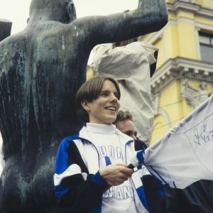 Juhlijoita Helsingissä jääkiekon maailmanmestaruuskisojen jälkeen 1995
