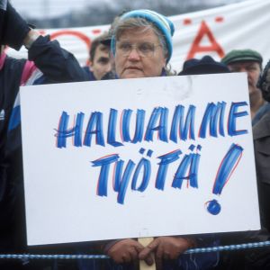 Työttömien mielenosoitus.