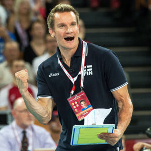 Tuomas Sammelvuo, volleybollandslagets tränare, 2014.