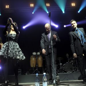 Ultra Bra uppträder under en stödkonsert för presidentkandidat Pekka Haavisto i januari 2012.
