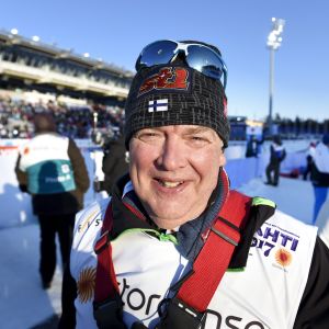 Reijo Jylhä på skidstadion i Lahtis.