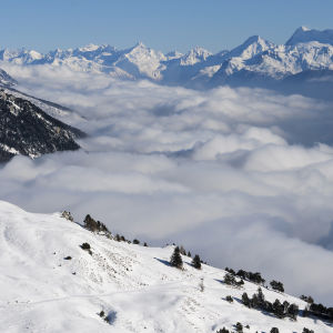 Crans-Montana i Schweiz. Bilden tagen i december 2017.