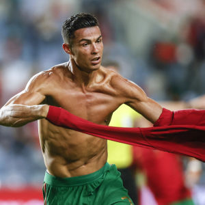 Så här glad blir Cristiano Ronaldo när han gör mål.