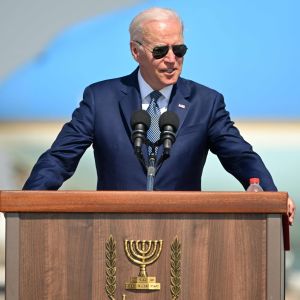 USA:s president Joe Biden håller tal efter ankomst till Israel under sin första Mellanösternresa som president.