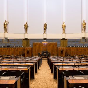 Eduskunnan istuntosali.
