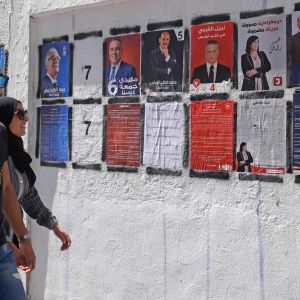 Kandidatplakat inför presidentvalet i Tunisien 2019.