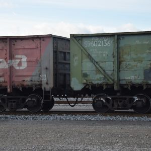 Ryska tågvagnar som transporterar kol från Sibirien till Hangö.