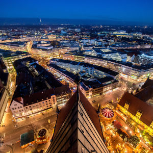 En luftbild tagen på Hannover centrum
