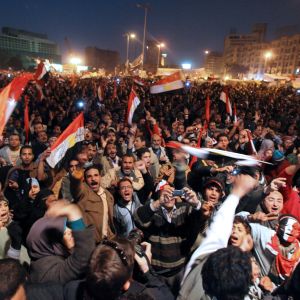 Demonstranter på Tahrir-torget i Kairo