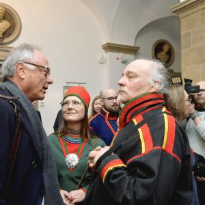 Matti Blind Berg, Girjas samebys ordförande,och Peter Danowsky, Girjas advokat, i Högsta domstolen i Stockholm. 