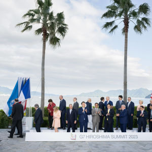 Deltagare i G7-mötet i den japanska staden Hiroshima 20.5.2023.