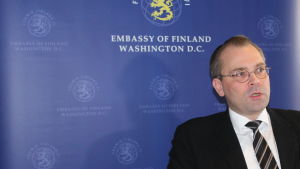 Jussi Niinistö på Finlands ambassad i Washington på onsdagen. Jussi Niinistö på Finlands ambassad i Washington.