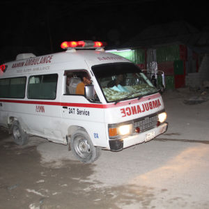 En ambulans i Mogadishu efter ett islamistiskt terrordåd.