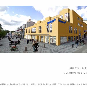 Skiss Ã¶ver Nordeafastigheten invid gÃ¥gatan i Jakobstad