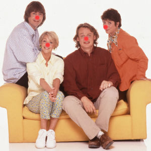 Men behaving badly hade förstås en soffa. Men behaving badly med röda näsor. Grafik: Lasse Grönroos.