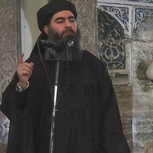 Islamiska staten IS ledare Abu Bakr al-Baghdadi på en av IS videor.
