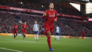 Mittbacken Virgil van Dijk är en av Liverpools allra viktigaste spelare. Virgil van Dijk firar.