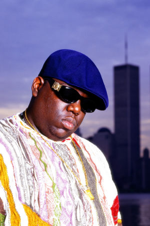 Rapparen Notorious B.I.G., också känd som Biggie Smalls. Han blev ihjälskjuten i mars 1997. Bild på rapparen Biggie Smalls.