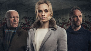 På bilden Frank Mathisen (Nils Ole Oftebro), Ellen Clausen (Laura Christensen) och Peter Verås (Jon Øigarden). Frank, Ellen och Peter - tre av huvudkaraktärerna i den andra säsongen av Mammon