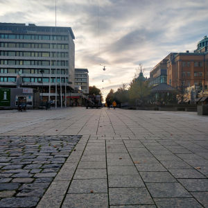 Rewell Center i Vasa sett från gågatan.
