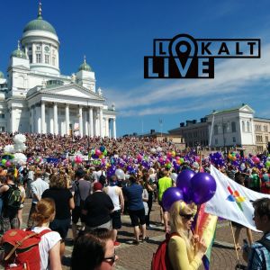 Helsingfors pride 2016 med Lokalt live-loggan.