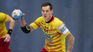 Nico Rönbberg har gjort 16 mål i Champions League. Nico Rönnberg i finalserien mot Dicken.