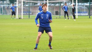 Albin Granlund. Albin Granlund på Finlands första träningar inför VM-kvalmatcherna mot Island och Kosovo.